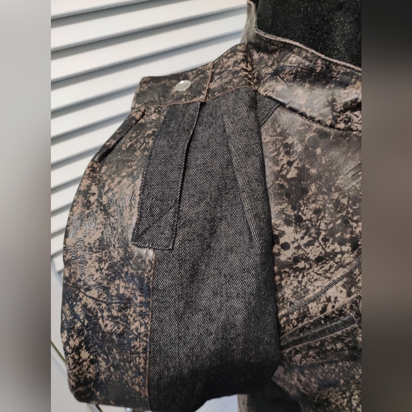 H&D Leather Denim Jacket M/L brown antique Moto - Picture 6 of 10